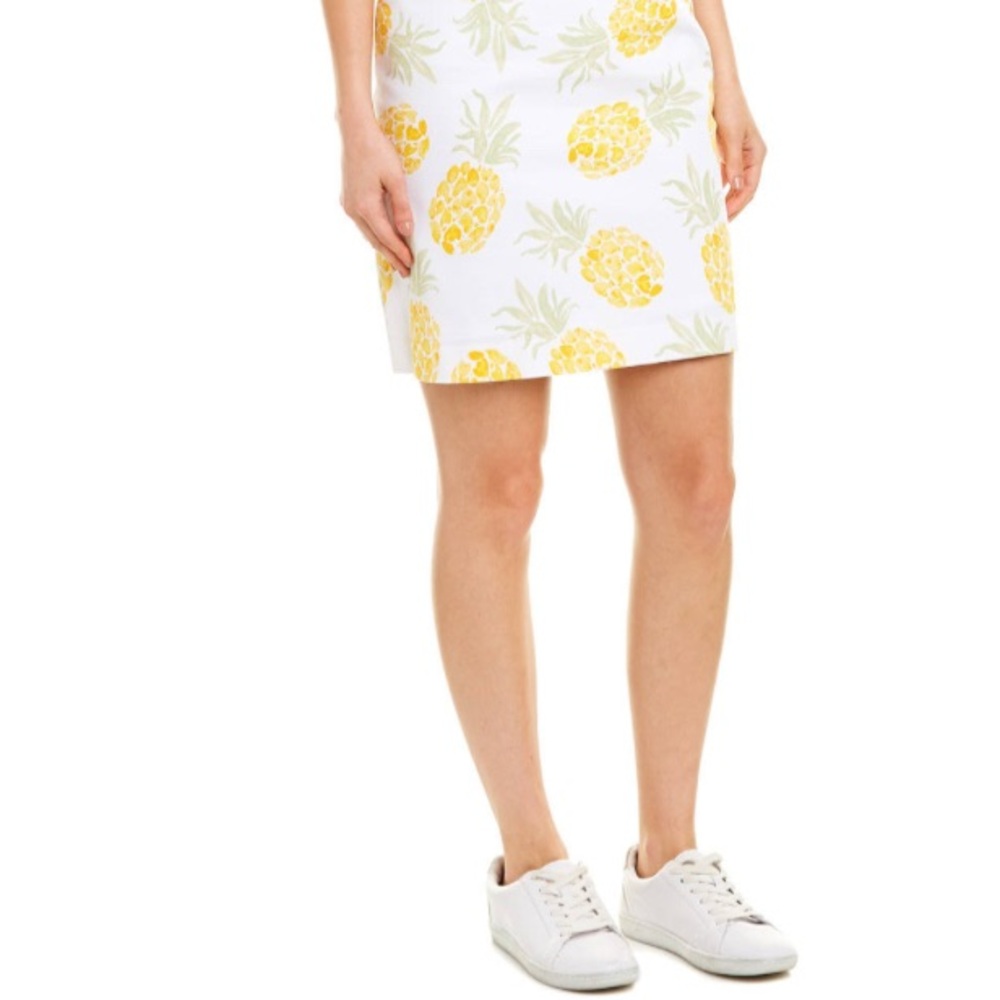 Brooks Brothers White and Yellow Mini Pencil Skirt NWOT